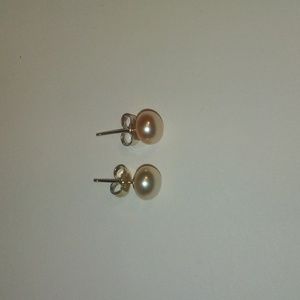 6 mm Real Pink Pearl Post Earring On Silver Sterli